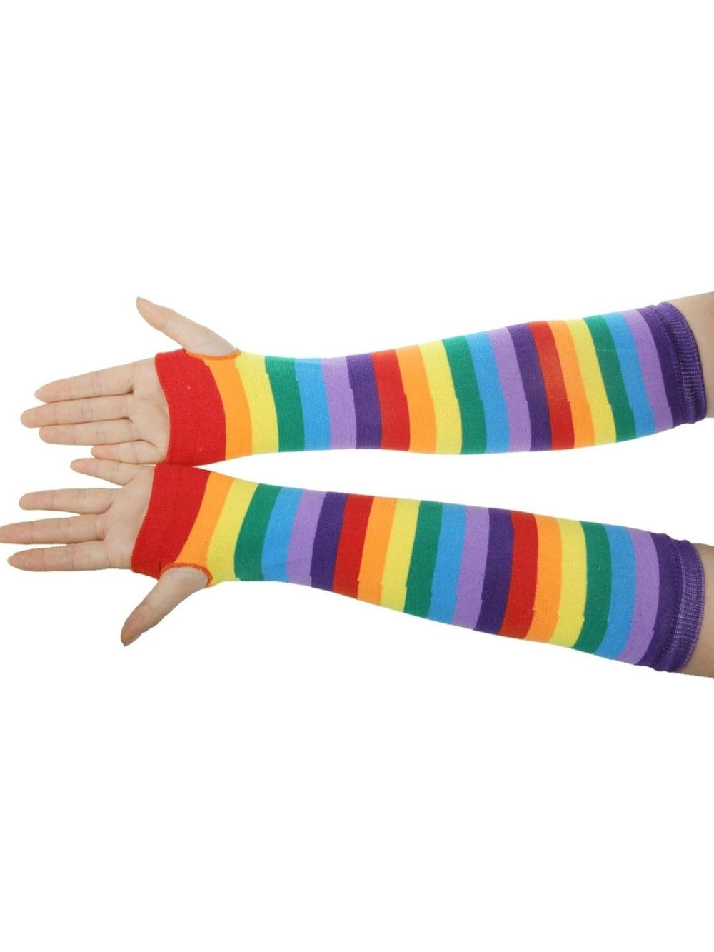 Adult Rainbow Stripe Arm Warmers - Multicolor